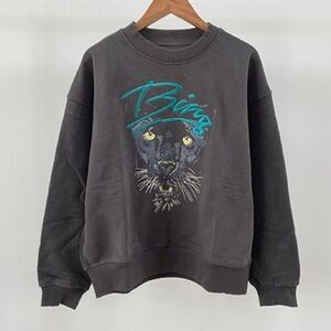 Ing Men's Dark Gray Panther Graphic Crewneck Sweater